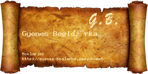 Gyenes Boglárka névjegykártya